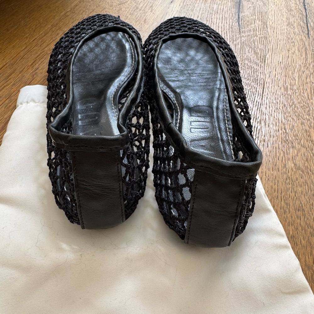STAUD Alba Black Mesh Net Ballet Flats Worn Once Size 36 US Size 6 - Picture 5 of 6